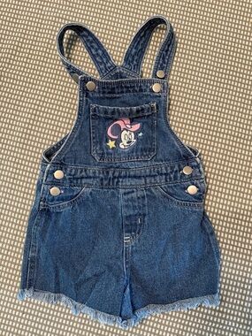 Vintage Y2K Disney Minnie Mouse Denim Shortalls 3T Girls Overalls Shortalls